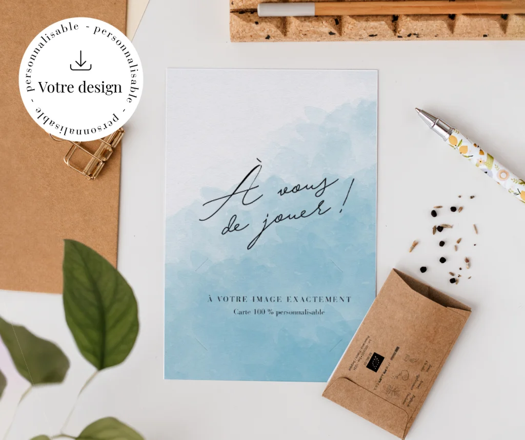 Cartes avec sachet de graines sur mesure